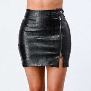 I Dare You Croc Mini Pleather Skirt -